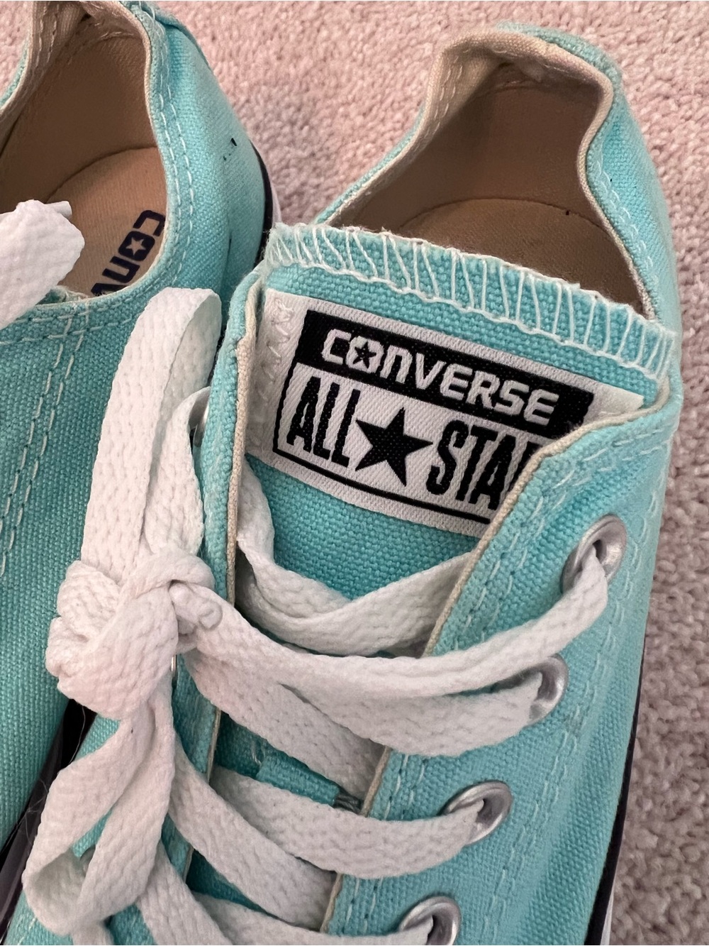 Converse Low Top Sneakers in Aqua Blue with White Accents - Picture 2 of 5